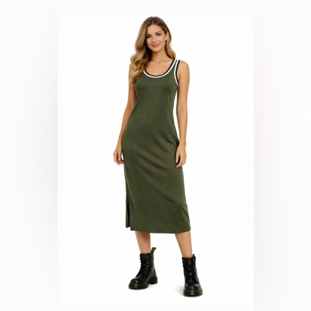 Vintage Y2K Women's Jalate USA S Olive Green Dress Sleeveless Scoop Neck 90s - Picture 3 of 9